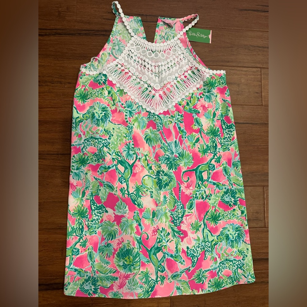 Lilly Pulitzer Pink and Green Tropical Dress NWT Size 8 Shift